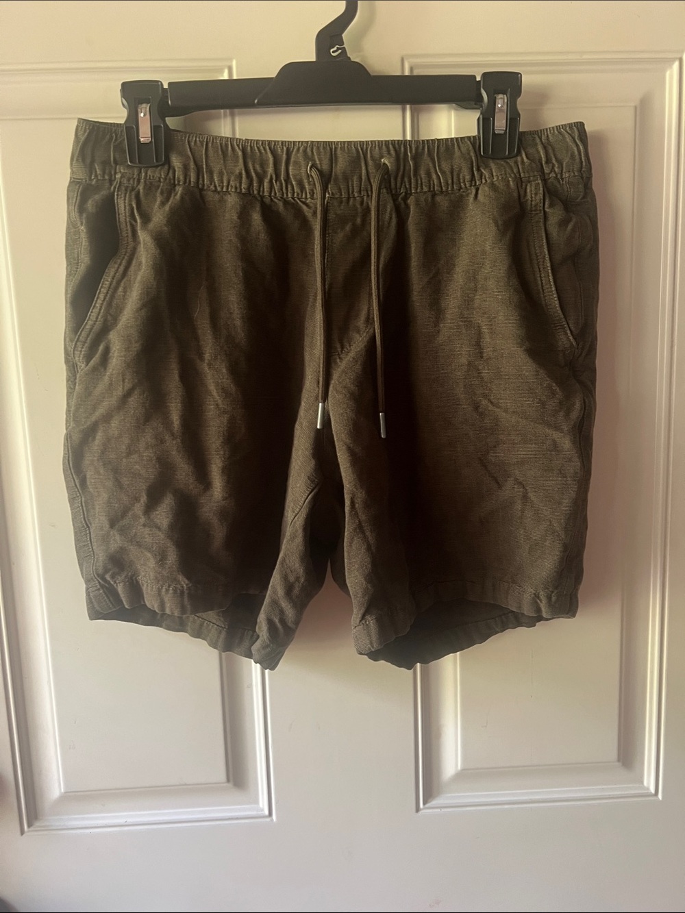 Abercrombie & Fitch Olive Green linen blend Drawstring Shorts size small